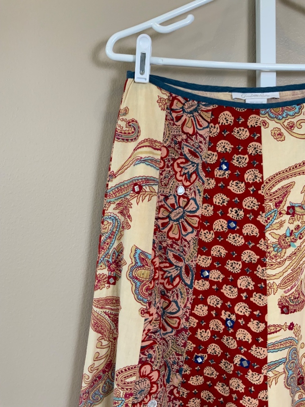 Charlotte Russe Vintage 2000's Paisley Bohemian Midi Skirt - Picture 4 of 16